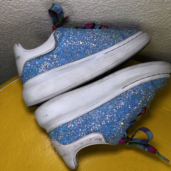Alexander McQueen Kids Sneaker Blue Glitter Shoe 27 D - Picture 11 of 16